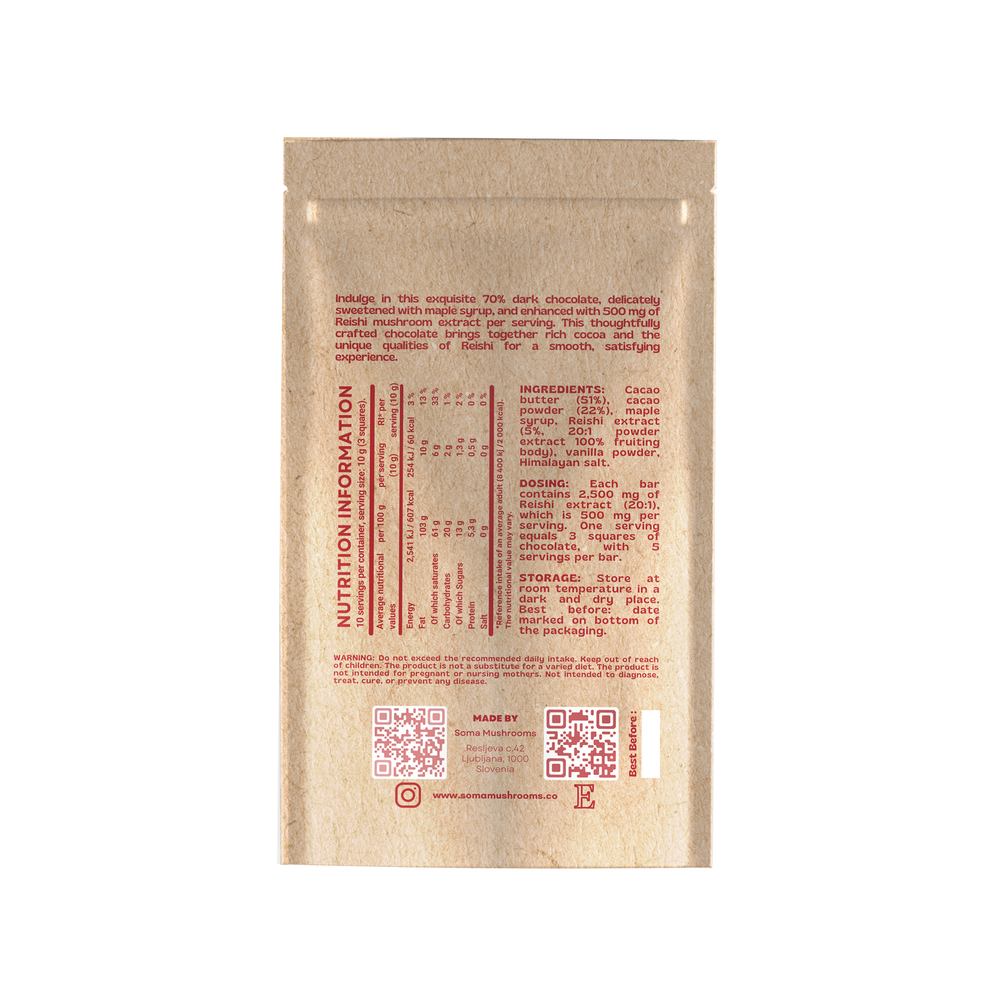 Reishi chocolate bars