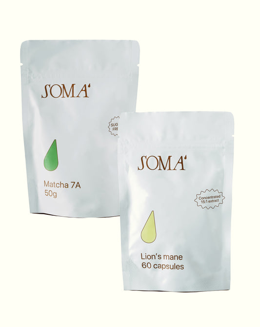 Lion's Mane Matcha bundle: Soma Matcha 7A pouch and Lion's Mane 60 capsules